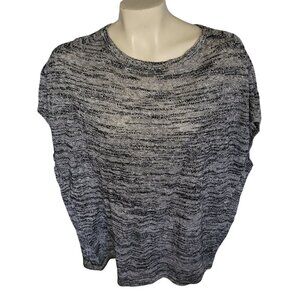 Pure Jill Womens 1X Black & White Marled‎ Knit Short Sleeve Tunic